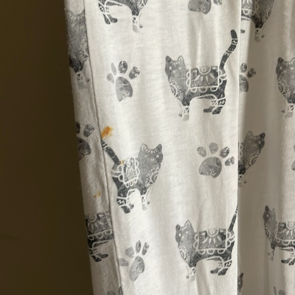 PJ Salvage Sz L Cuffed White & Black Cat Print Pajama Pants Only - Picture 5 of 13